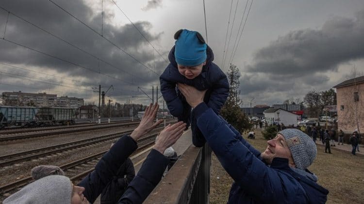 Ukrainians fleeing the bombs