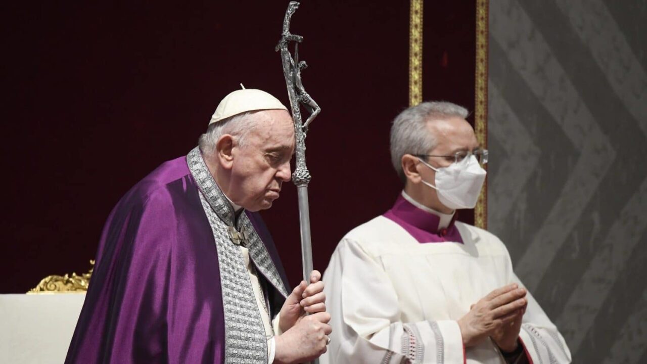 Pope Francis with his crozier