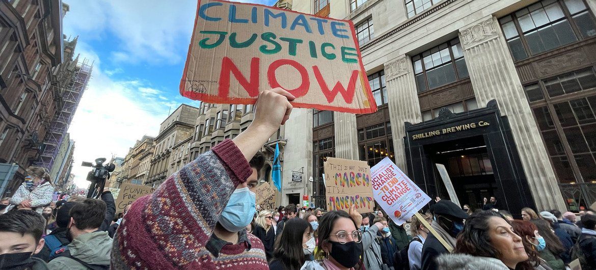 Young climate activists take part in demonstrations at the COP26 Climate Conference in Glasgow, Scotland.