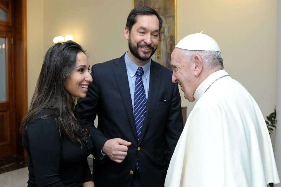 Pope-Francis-with-Leonid-Sevastianov and Svetlana Kasyan