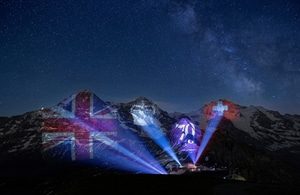 To celebrate the Platinum Jubilee, Gerry Hofstetter created the largest ever artwork of its kind across the Bernese Alps. Photo credit: Gerry Hofstetter.